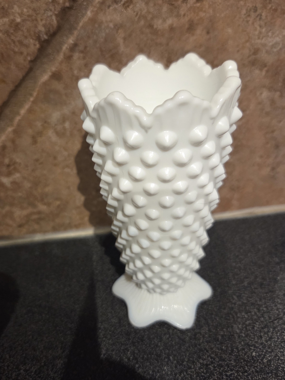 White Hobnail Milk Glass Vase 1962 Fenton